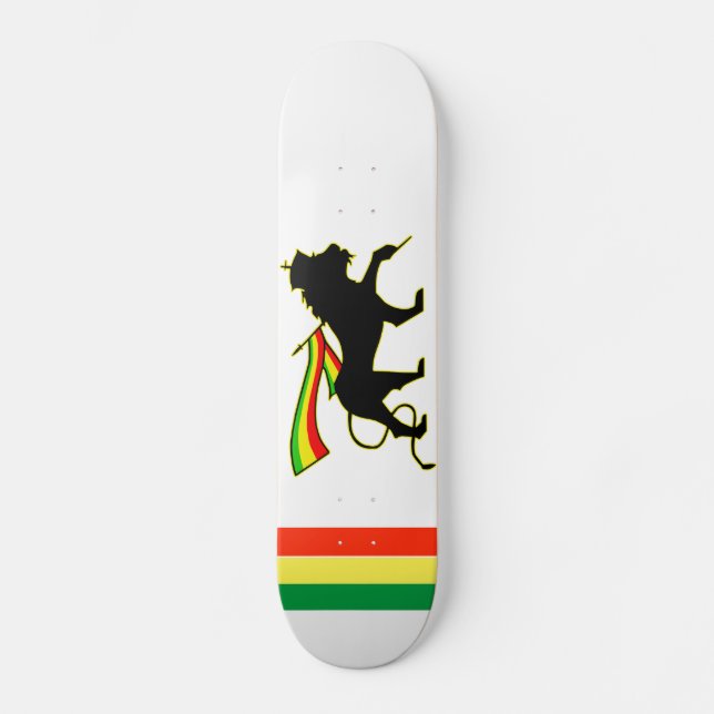 Red, Gold und Green Rasta Lion Skateboard (Vorderseite)