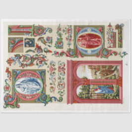 Red & Gold verzierte Decouppapier Seidenpapier