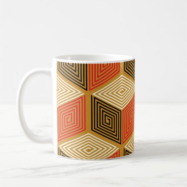 Red Gold Vintag Cube Muster Kaffeetasse (Links)