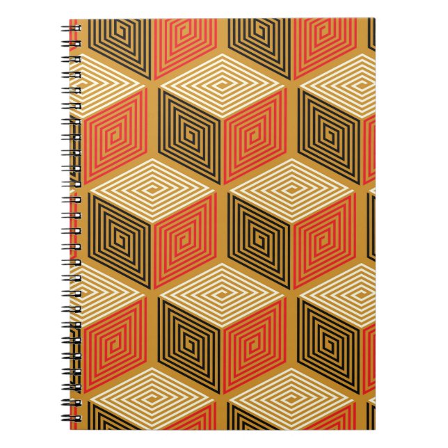Red Gold Vintag Cube Muster Notizblock (Vorderseite)