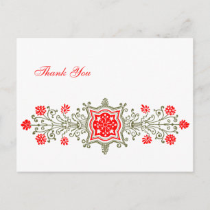 Red Gold Vintag Floral Custom Vielen Dank Postkart Postkarte