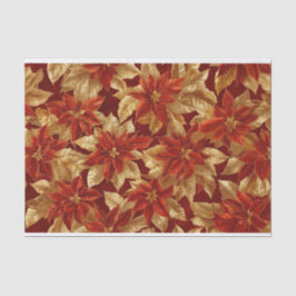 Red Gold Vintag Poinsettias Weihnachten Seidenpapier