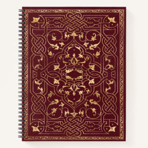 Red Gold Vintag Verziert Notizbuch