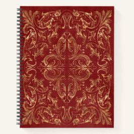 Red Gold Vintag Verziert Notizbuch