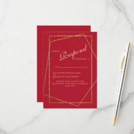 Red & Gold Wedding RSVP Karte