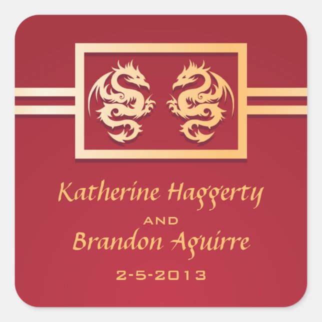 Red & Gold Wedding Stickers (Vorderseite)