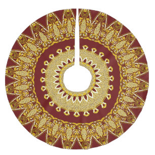 Red Gold Weihnachten Polyester Weihnachtsbaumdecke