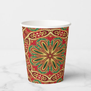 Red Gold Weihnachts-Weihnachtszeitung Cups Pappbecher
