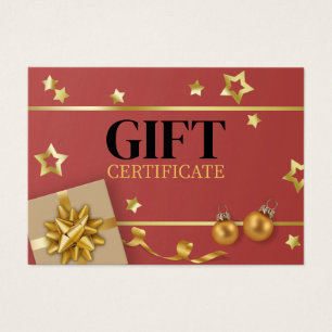 Red Gold Weihnachtsball Stars Ribbon Geschenkkarte