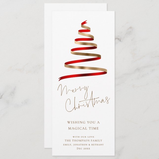 Red Gold Weihnachtsbaum Script Frohe Weihnachten (Vorne/Hinten)