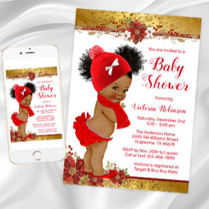 Red Gold Weihnachtsdusche Einladung