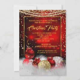 Red Gold Weihnachtsfeiertag Snow Einladung