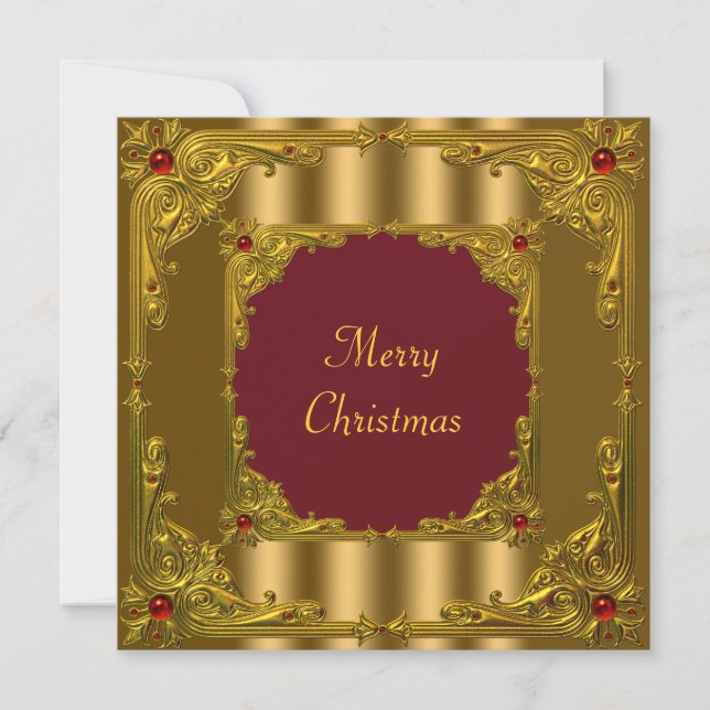 Red & Gold Weihnachtsfest Cocktail Abendessen Einladung (Vorderseite)