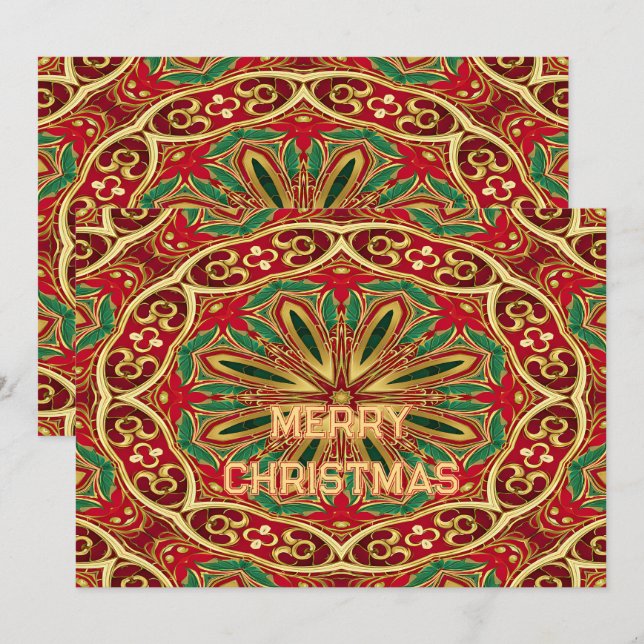 Red Gold Weihnachtskarte Feiertagskarte (Vorne/Hinten)