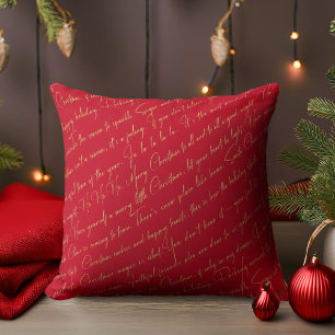 Red Gold Weihnachtstypografie Pattern#36 ID1009 Kissen