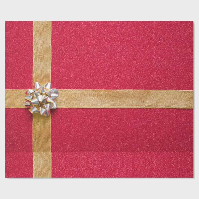 Red Gold Wrapping Paper Geschenkpapier (Flach)