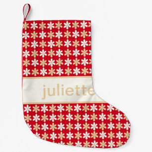 RED GOLD XMAS TINUIERLICHE BLUME DRUCKPATTER CUSTO KLEINER WEIHNACHTSSTRUMPF