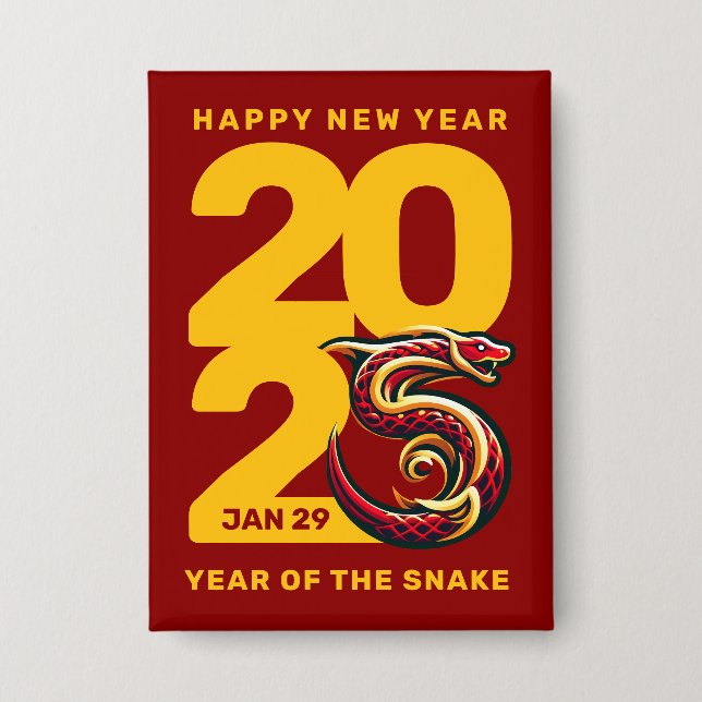 Red Gold Year of the Snake 2025 Button (Vorderseite)