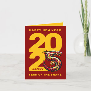 Red Gold Year of the Snake 2025 Feiertagskarte