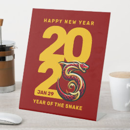 Red Gold Year of the Snake 2025 Sockelschild