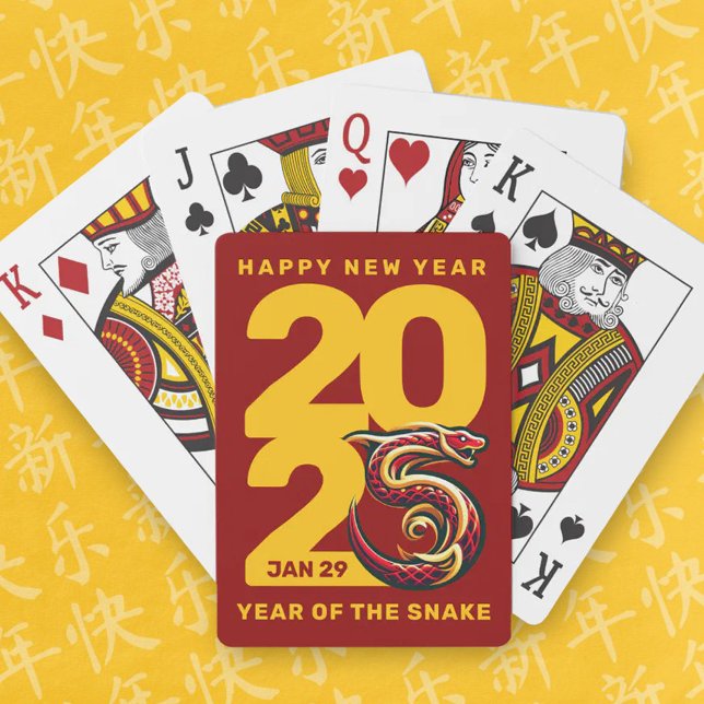 Red Gold Year of the Snake 2025 Spielkarten (CNY 2025 Poker Playing Cards Fans Cover Photo)
