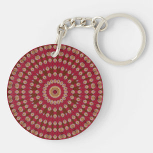Red Gold Yellow Star Mandala Schlüsselanhänger
