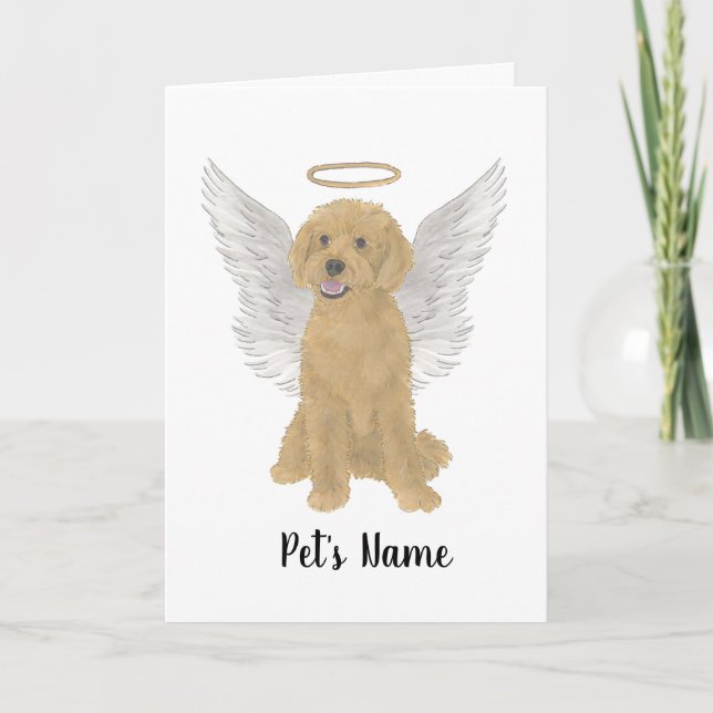 Red Golden Apricot Doodle Beileid Memorial Karte (Vorderseite)