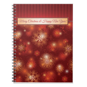 Red & Golden Christmas & Happy New Year Notizblock