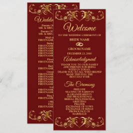 Red Golden Geometric Elegant Wedding  Programm