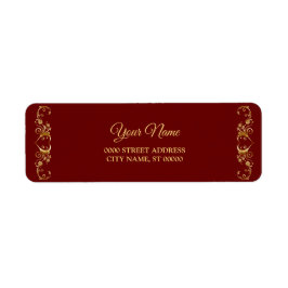 Red Golden Geometric Trendy Wedding Return Address
