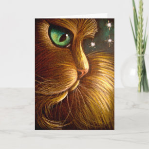 RED GOLDEN PERSIAN CAT HOLIDAY Card Feiertagskarte