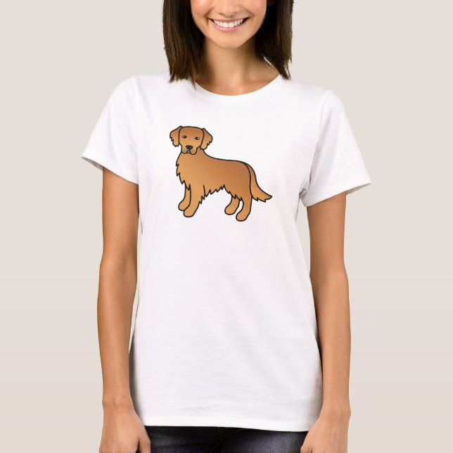 Red Golden Retriever Cartoon Dog Zeichnend T-Shirt (Vorderseite)