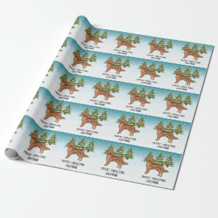 Red Golden Retriever Dog Custom Text Geschenkpapier