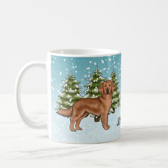 Red Golden Retriever Dog Weihnachtszeit Individuel Kaffeetasse (Links)