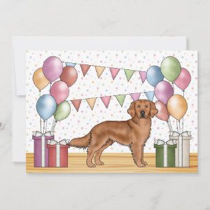Red Golden Retriever farbenfrohe Pasta Geburtstag Einladung