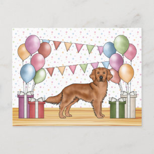 Red Golden Retriever farbenfrohe Pasta Geburtstag Postkarte
