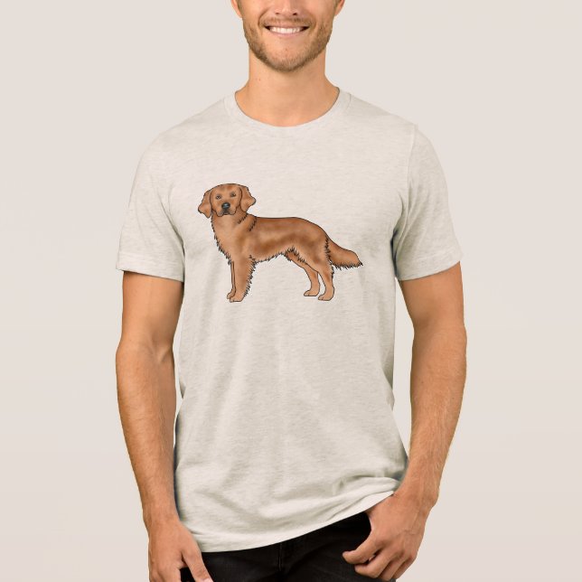 Red Golden Retriever Niedlich Cartoon Dog Artwork Tri-Blend Shirt (Vorderseite)