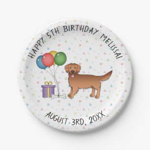 Red Golden Retriever Niedlich Cartoon Dog - Geburt Pappteller