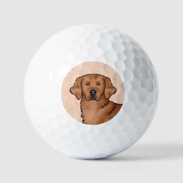 Red Golden Retriever Niedlich Cartoon Dog Head Golfball (Vorderseite)