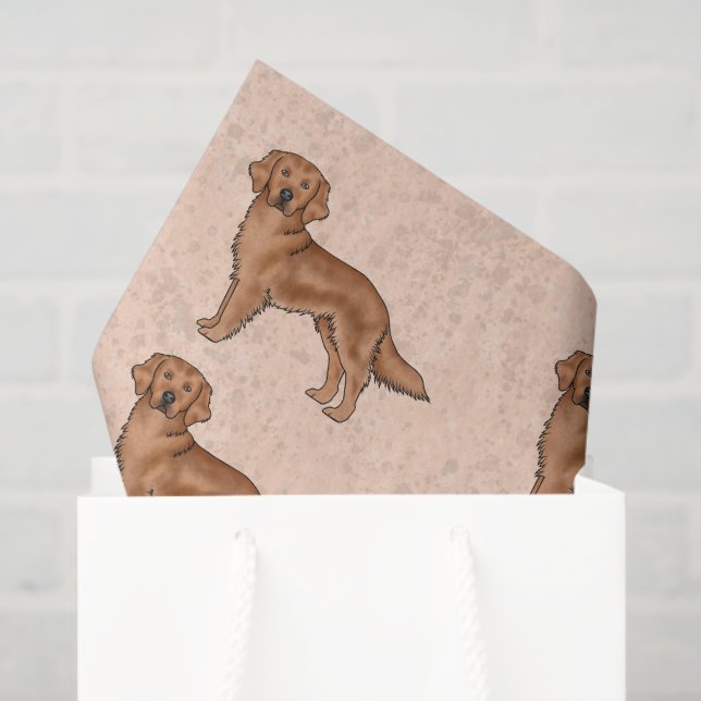 Red Golden Retriever Niedlich Cartoon Dog Muster Seidenpapier (Geschenktüte)