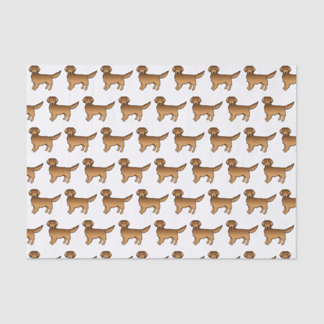 Red Golden Retriever Niedlich Cartoon Dog Muster Seidenpapier (Vorderseite)