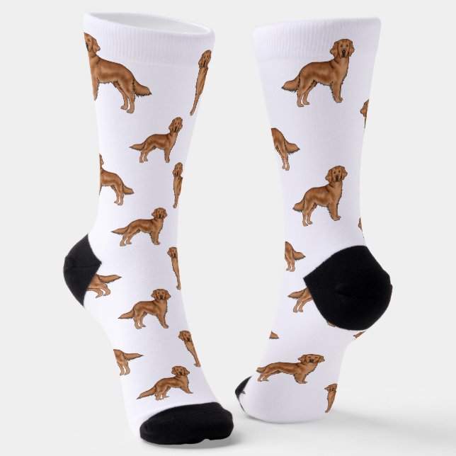 Red Golden Retriever Niedlich Cartoon Dog Muster Socken (Gewinkelt)