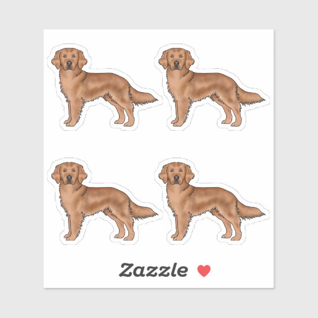 Red Golden Retriever Niedlich Cartoon Hunde Aufkleber (Blatt)