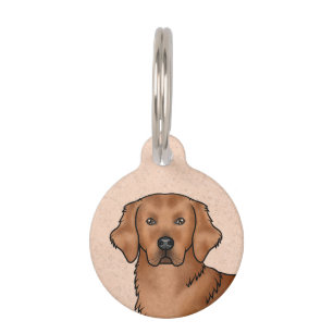 Red Golden Retriever Niedlich Dog Head Portrait Haustiermarke