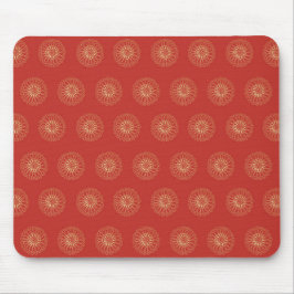 Red | Golden Zinnia Flower Medallions Mousepad