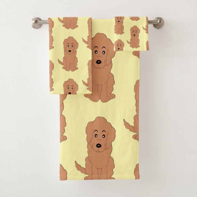 Red Goldendoodle Dog Design Badhandtuch Set (Insitu)