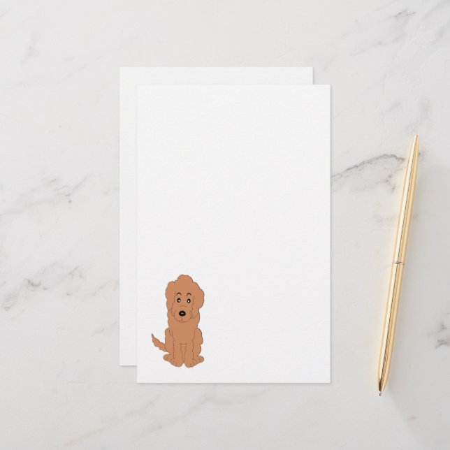 Red Goldendoodle Dog Design Briefpapier (Vorderseite/Rückseite Beispiel)