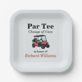 Red Golf Cart Par T-Shirt Themed Pappteller
