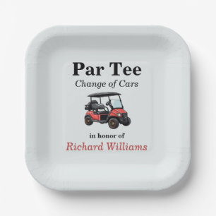 Red Golf Cart Par T-Shirt Themed Pappteller