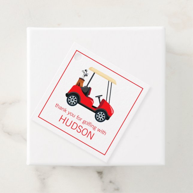 Red Golf Cart Personalisiert Geschenkanhänger (Beispiel)